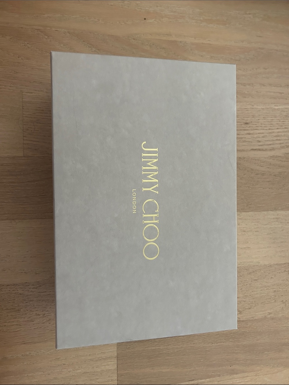 Jimmy Choo Light Gray Box with Gold Logo
